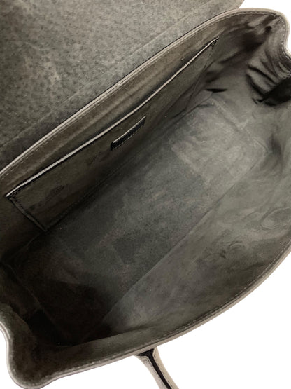 ヒロフ ブラック レザー フラップ ハンドバッグ IT98W0O6NW1X