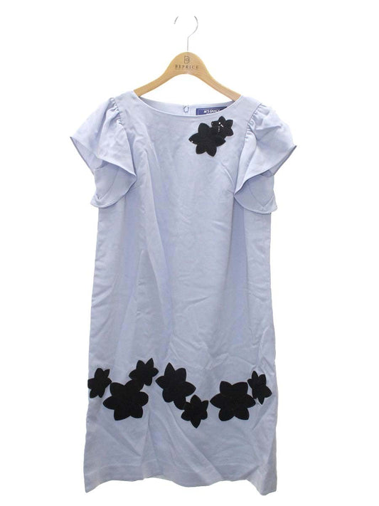 エムズグレイシー 721352 ワンピース 36 ブルー フラワーモチーフ スパンコール IT81TUN4BEMI