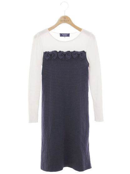 エムズグレイシー 018105 ワンピース 36 ネイビー バイカラー リボン IT4GGR62AVH8