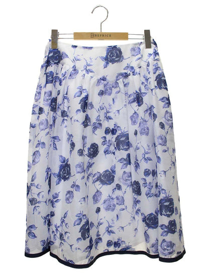 エムズグレイシー 317340 スカート 40 ホワイト バラ フレア ITVP5PJLVG3K