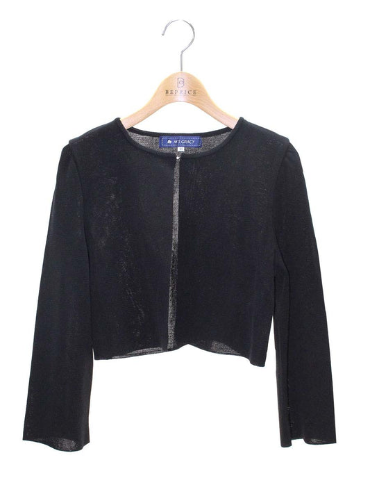 エムズグレイシー 728116 カーディガン 40 ブラック ニット ボレロ ITLG44DN3AIS