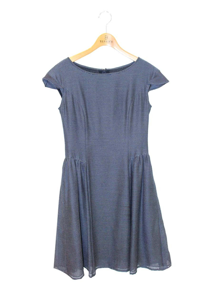 ルネ 6126300 ワンピース 36 ネイビー ボーダー シフォン IT48NRJSNDPS