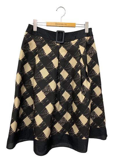 エムズグレイシー バイヤスチェックタックスカート 517318 42 ブラック チェック ロゴ ITU9YN56V9D5
