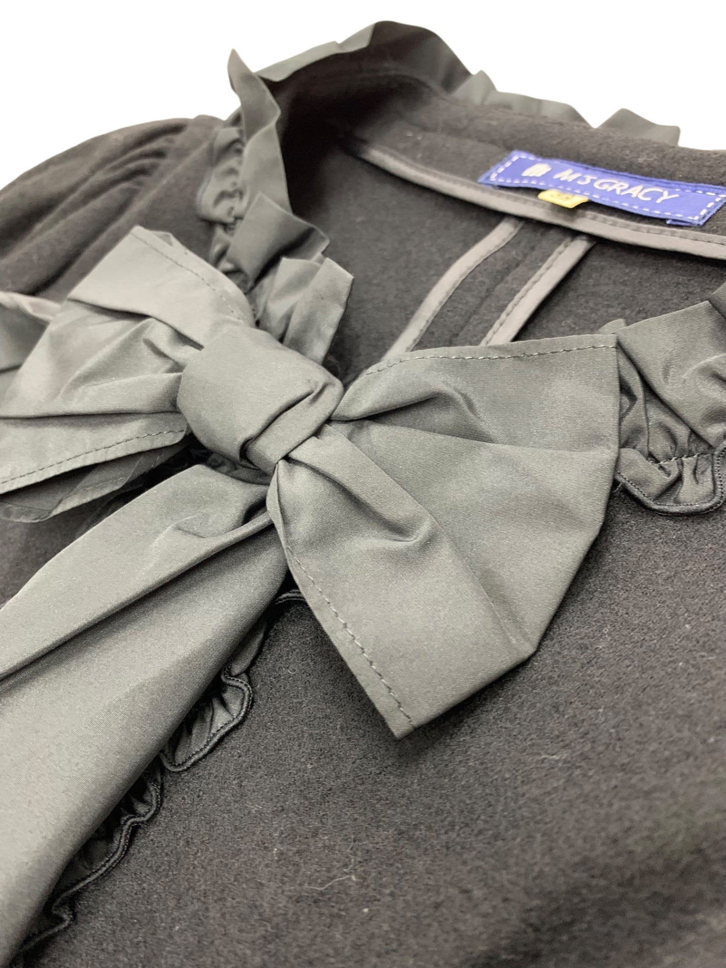 エムズグレイシー 824532 ジャケット 38 ブラック リボン フリル ITUNS2K363SE