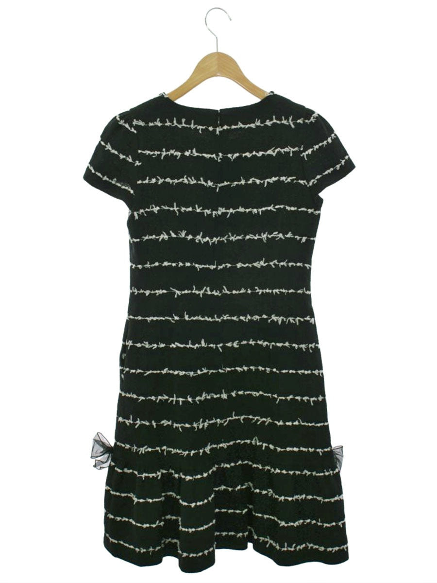 エムズグレイシー 011101 ワンピース 38 ブラック ボーダー リボン ITNEASYTBV48