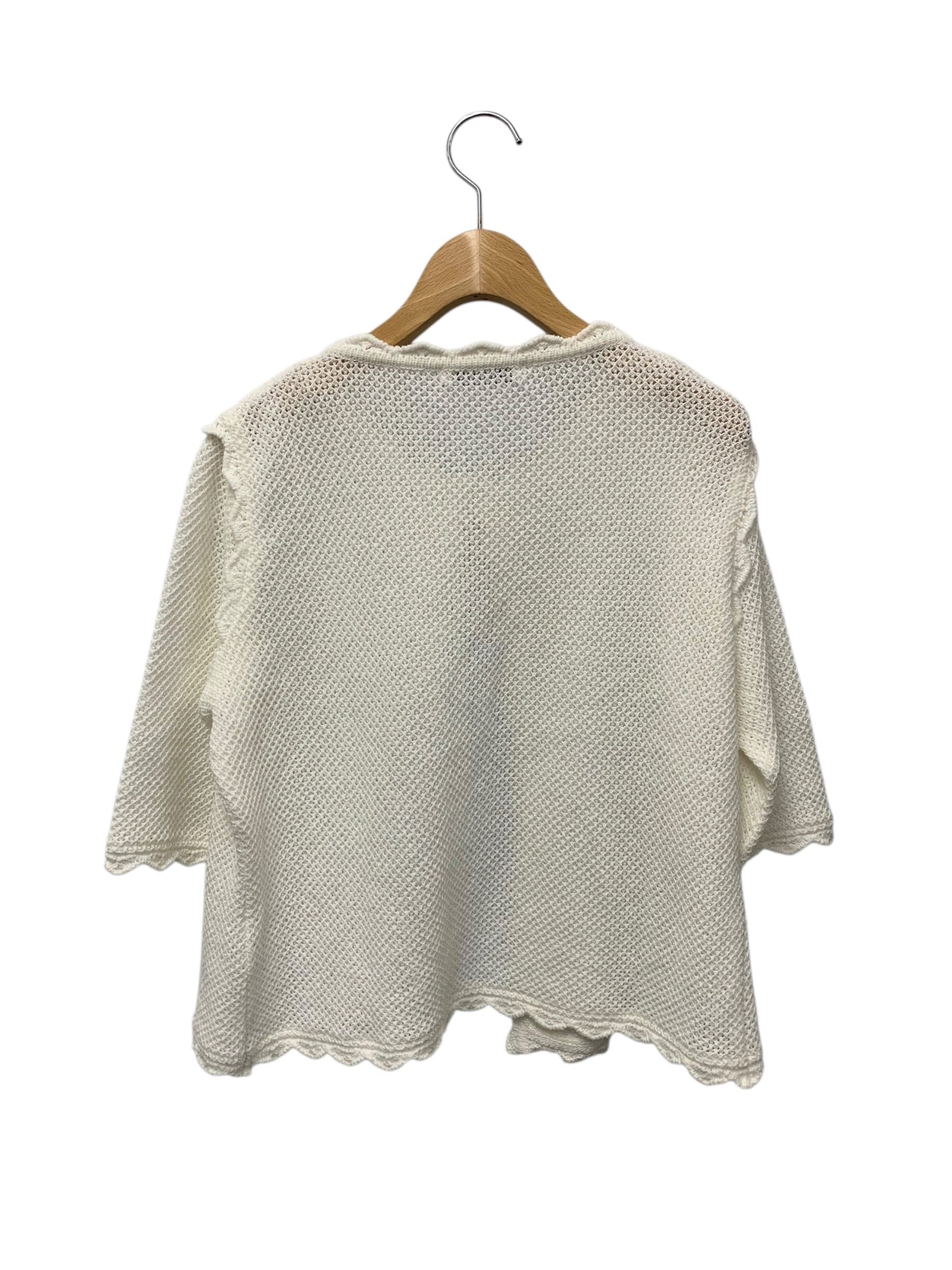 ルネ 6122150 カーディガン 38 ホワイト 鹿の子編み リボン パール ITJS163WNHQ4