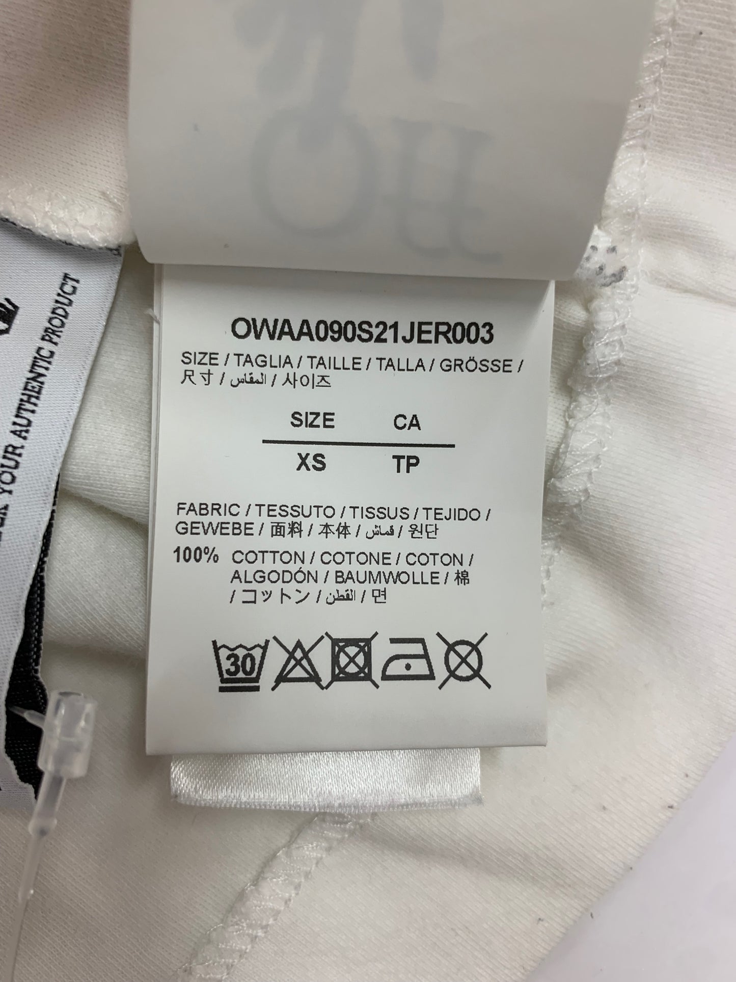 オフホワイト OWAA090S21JER003 Tシャツ XS ホワイト ロゴ ショート丈 IT1Q238SIAPK