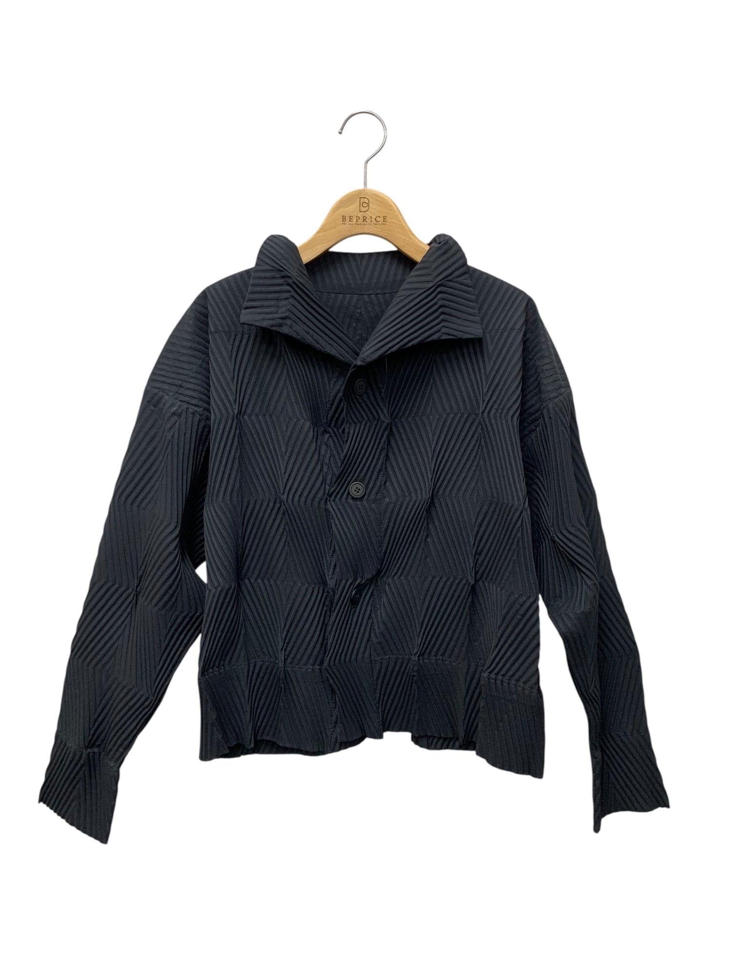 美品　イッセイミヤケ　プリーツ　ショートコート　ジャケット　シルバー　グレー　2 ISSEY MIYAKE イッセイミヤケ （ISSEY MIYAKE） プリーツプレス