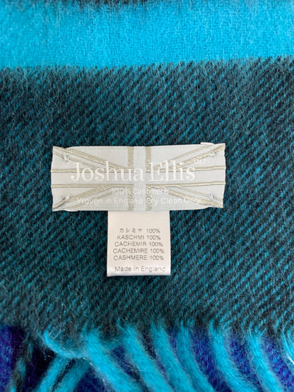 ジョシュアエリス 大判マフラー ネイビー ショール カシミヤ チェック柄 ITJOURMDS5FK