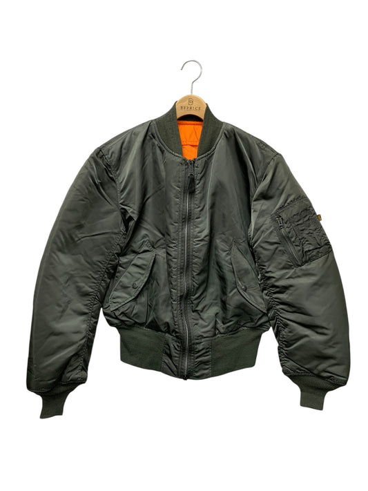 アルファインダストリーズ ブルゾン M カーキグリーン リバーシブル ロゴ刺繡(レッド) ITX7OA6Q1NQM