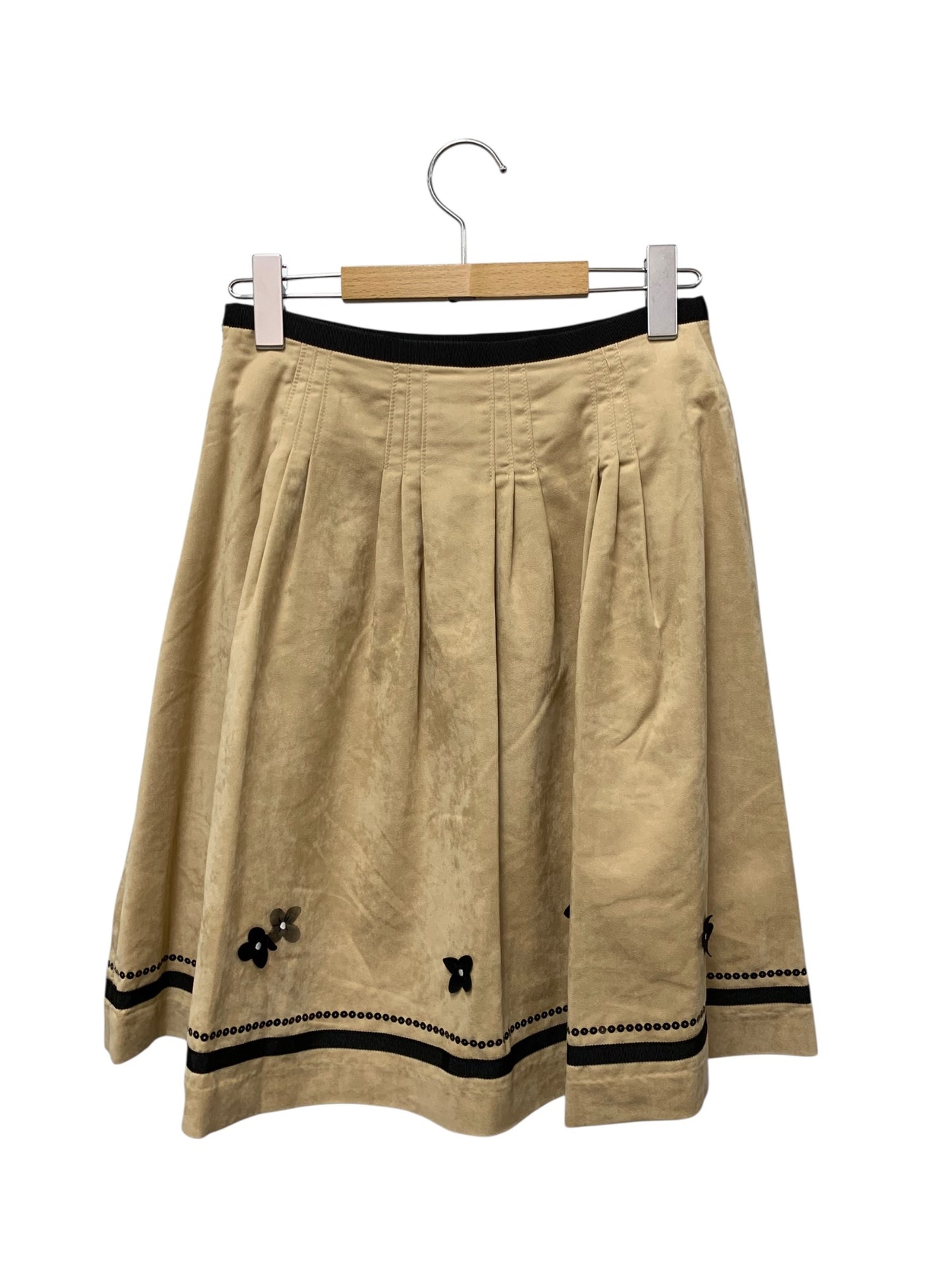 エムズグレイシー 527523 スカート 38 ベージュ フラワーモチーフ スパンコール ITEBT21QCXXQ 【SALE】