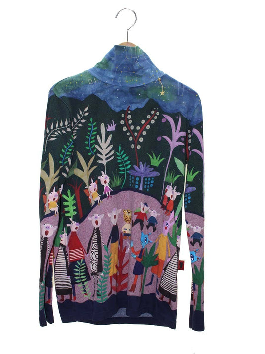 アルベロベロ 432410 カットソー F グリーン アニマルモチーフ 星空 ハイネック ITGG39QAEH4K