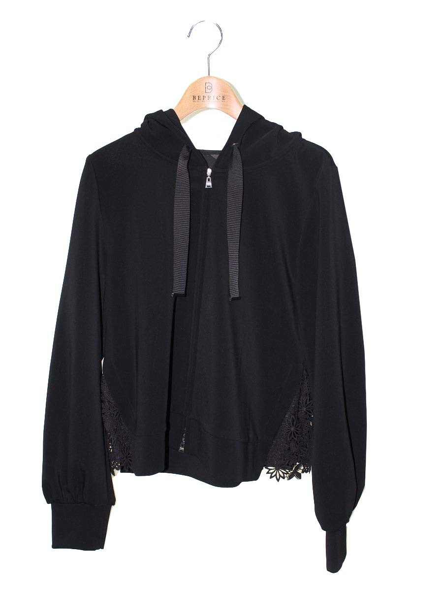 トゥービーシック W5P04-416-09 パーカー 42 ブラック ジップアップ レース IT65E2OPAS8E