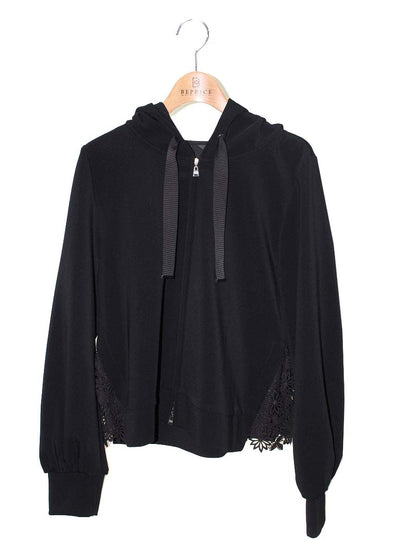 トゥービーシック W5P04-416-09 パーカー 42 ブラック ジップアップ レース IT65E2OPAS8E