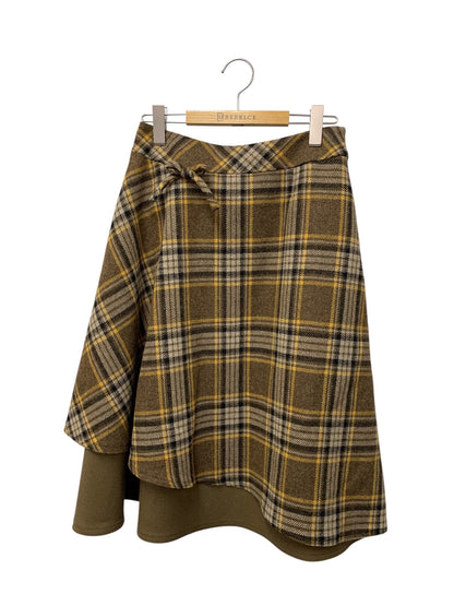 エムズグレイシー 517608 スカート 38 ブラウン リボン ウール チェック ITX01E3GGAFI