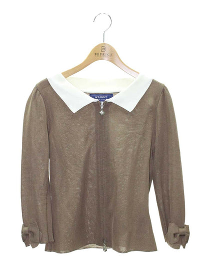 エムズグレイシー 018327 カーディガン 38 ブラウン ジップアップ ITKKEBJNYMPW