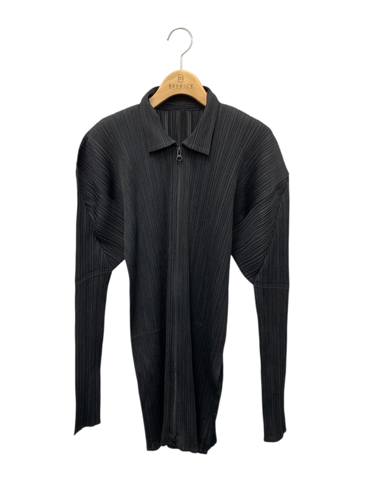 プリーツプリーズイッセイミヤケ P04-JD359 カーディガン 3 ブラック ダブルジップ ITGYB03TL8Y4