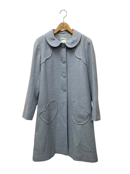 アニエスベー　 1204-3175 08Ｗ コート 40 ブルー クルミボタン スカラップ ウール IT993CETHISA