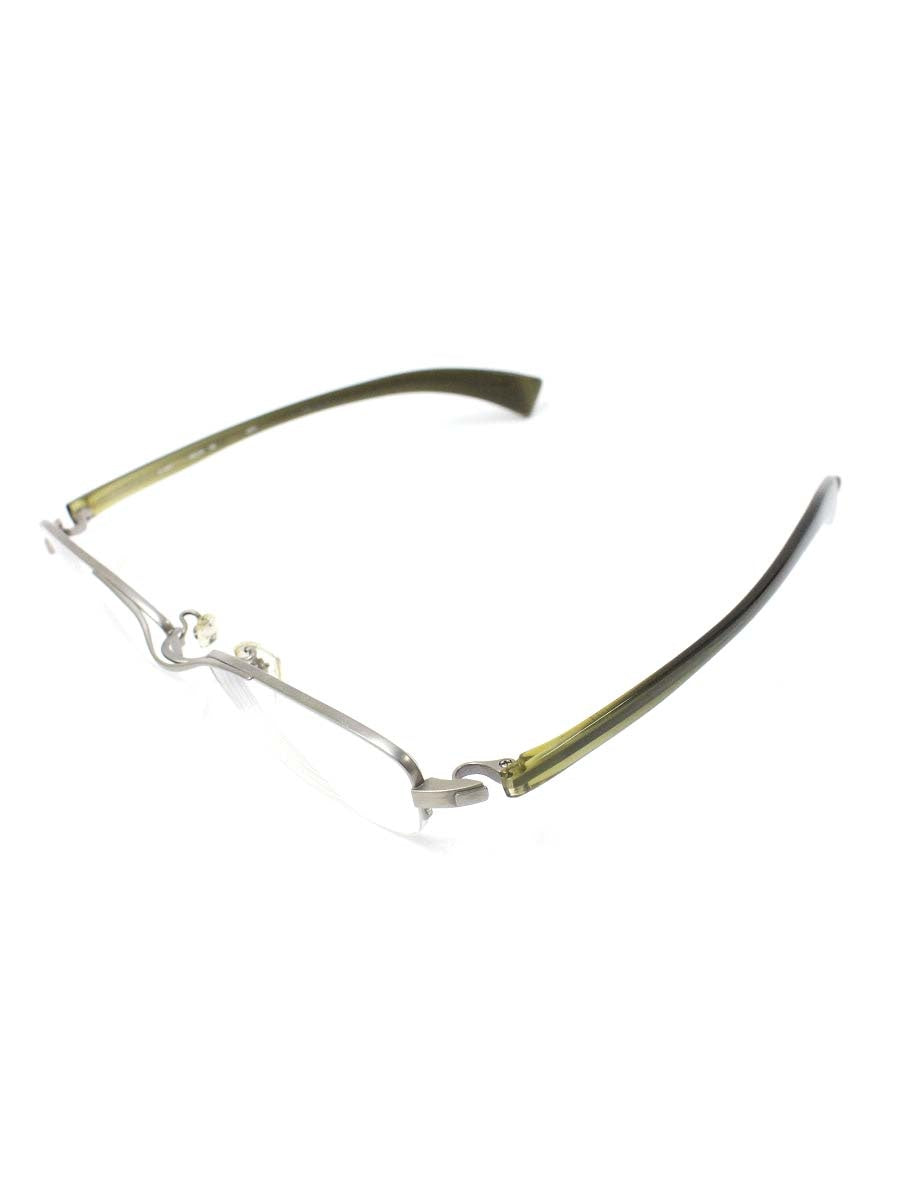 フォーナインズ S-640T 眼鏡 メガネ シルバー/グリーングラデーション コンビフレーム ハーフリム スクエア ITNFBLFI99N6