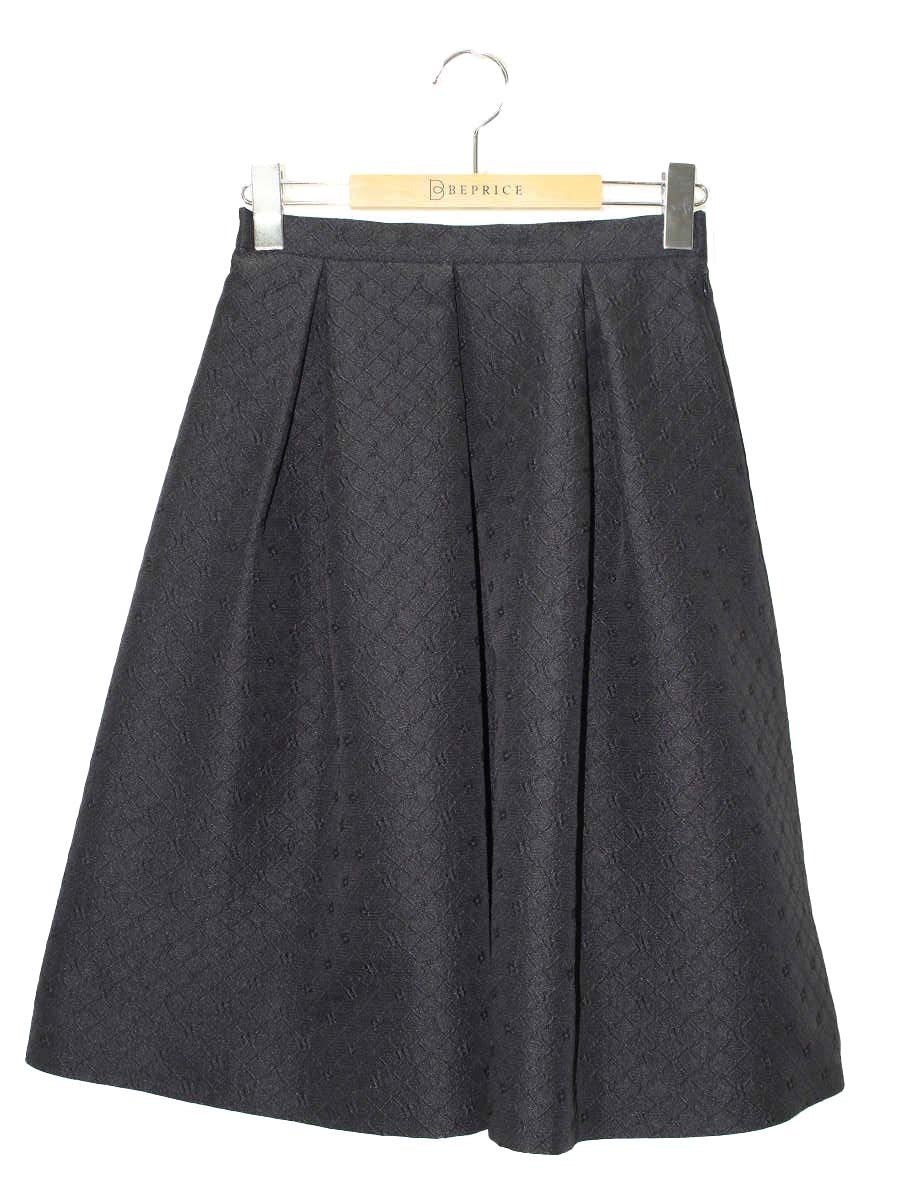 エムズグレイシー 817530 スカート 36 ブラック フラワーモチーフ フレア ITICFEP4XC17