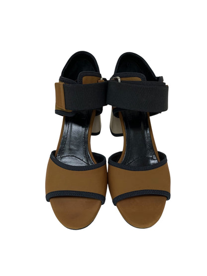 マルニ MARNI カラーブロック チャンキーヒール ストラップ サンダル ブラウン×ブルー ITOJGNJ4IFHC