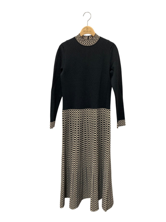 エポカ STORIA N7J04-421-09 ワンピース 40 ブラック ジオメトリックジャカード ニット ITAKYW1VP4I8