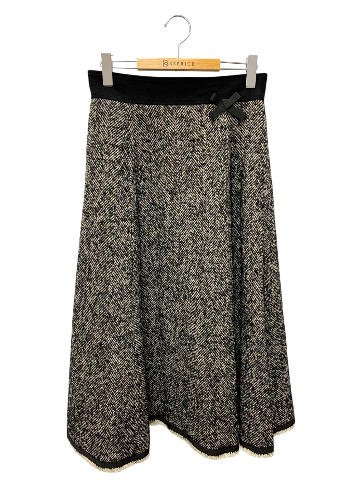 エムズグレイシー 417618 スカート 40 ブラック ツイード ウール ITJO9O741HN5