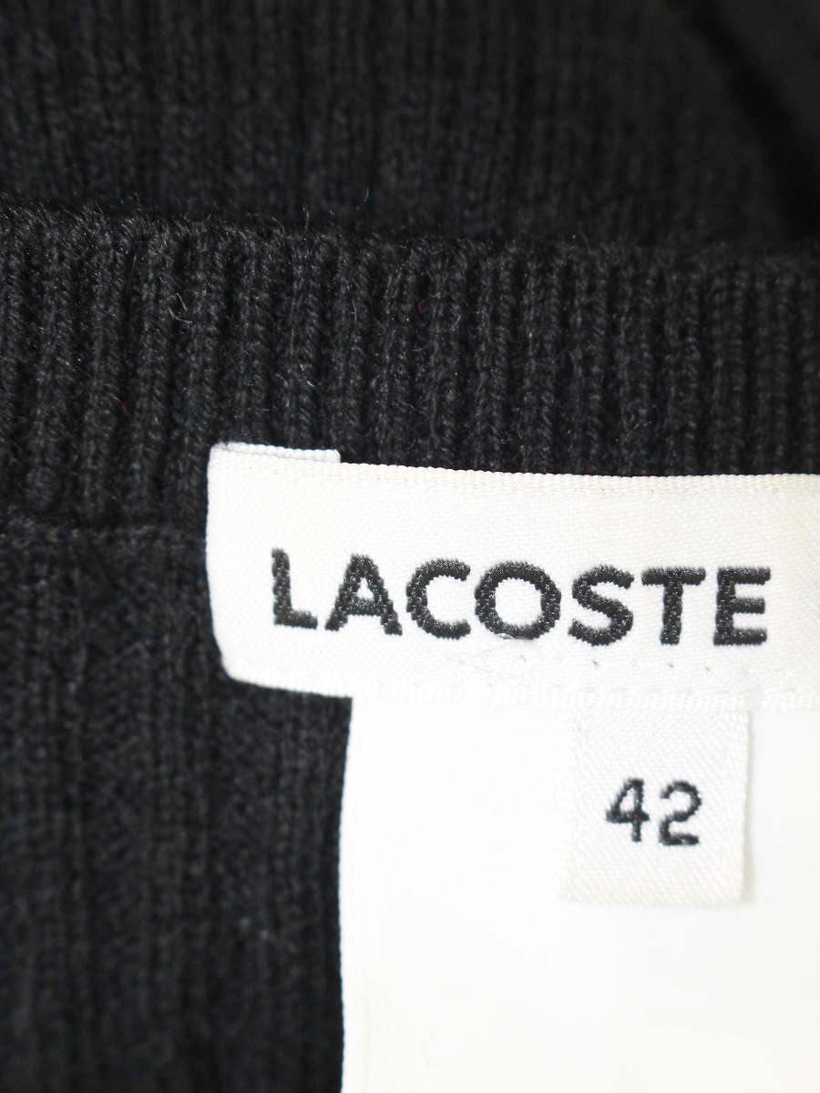 ラコステ AF2882 ニット 42 ブラック カシミヤ混 サイドボタン プレート ITM0DQ0L9HOC