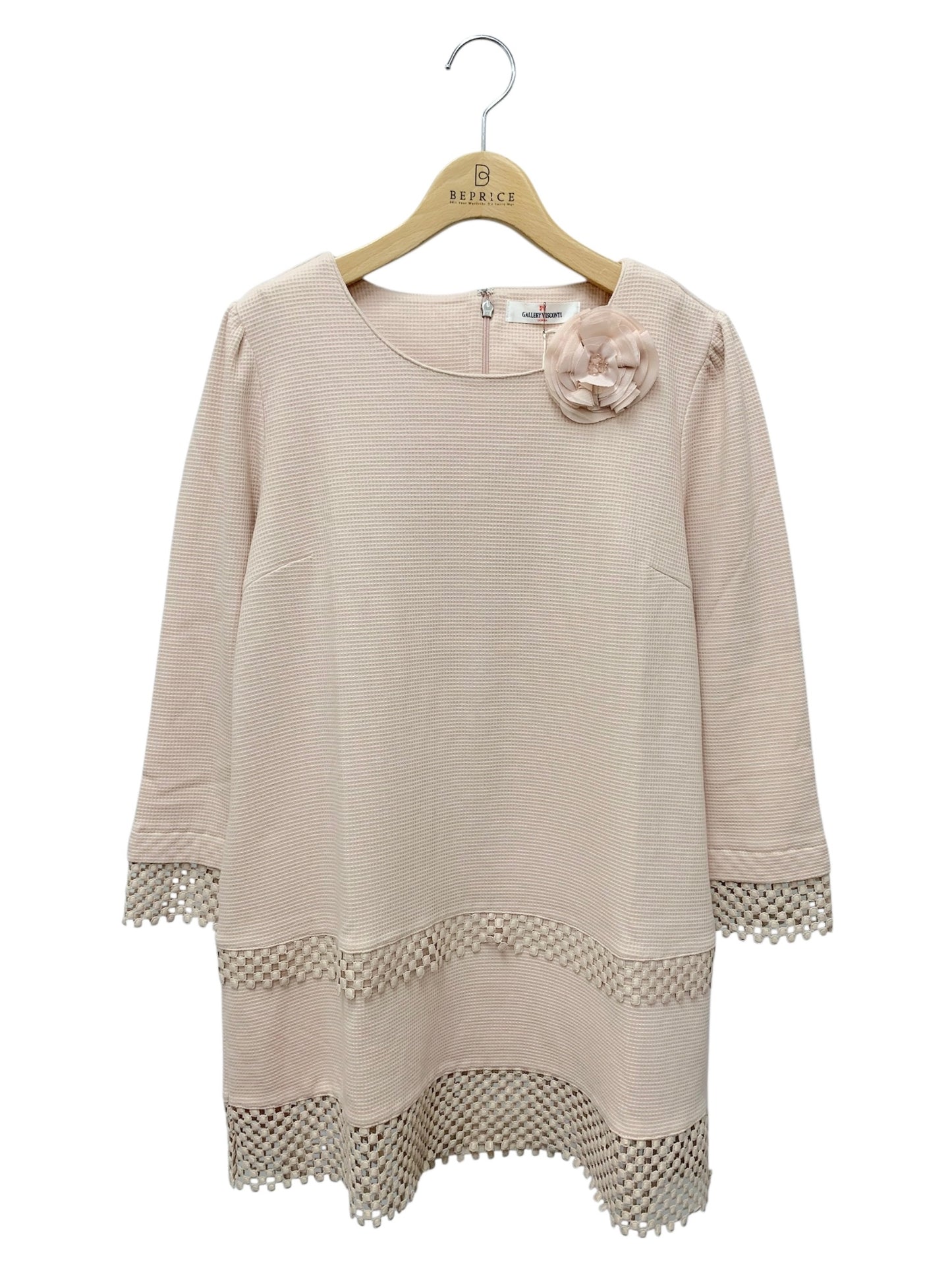 ギャラリービスコンティ 1171023 トップス 3 ピンク 花ブローチ レース タグ付き IT9FSSUKNJ08