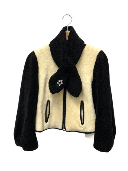 エムズグレイシー 114606　 ジャケット 38 ブラック ボア マフラー付 バイカラー ITP9GQZBR01W