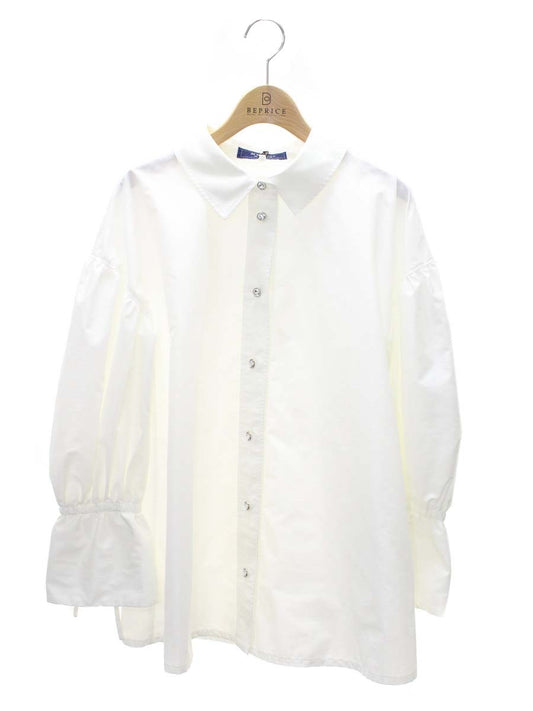 エムズグレイシー Blouse 410502 ブラウス 36 ホワイト フリル ビジューボタン ITEVSA5WFHUE