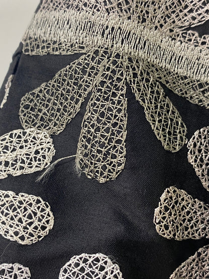 ルネ 6934100 スカート 38 ブラック フラワーモチーフ 刺繍 タックフレア IT0FD7P3D13K