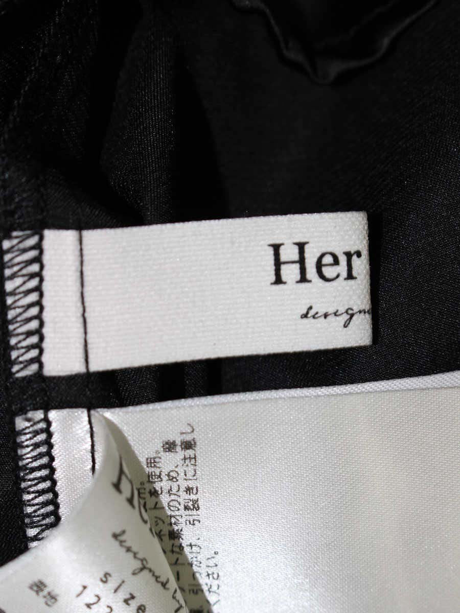 Her lip to フローラルレースラファルドトップ 1222302056 M ブラック フレンチスリーブ ITSAW6BFLMY2 【SALE】