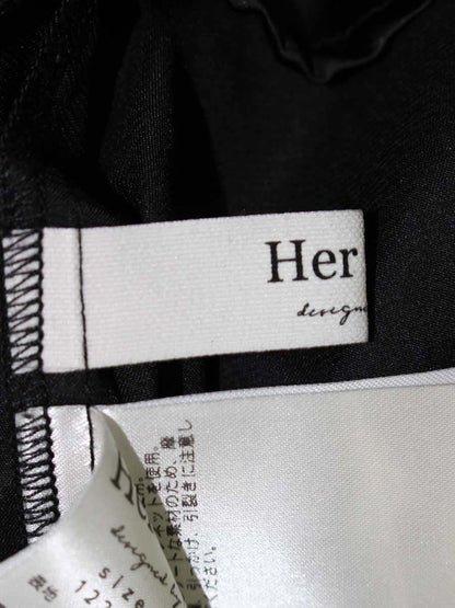 Her lip to フローラルレースラファルドトップ 1222302056 M ブラック フレンチスリーブ ITSAW6BFLMY2 【SALE】