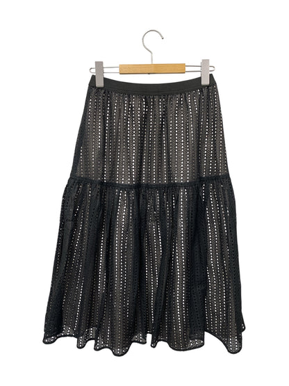 トゥービーシック アイレットレース ティアードスカート W5S02-507-40 40 ブラック 25SS IT9JQADMN87D