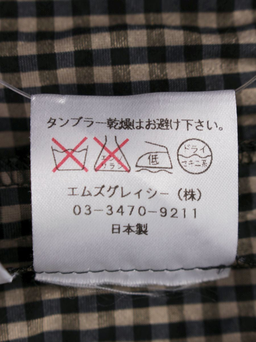 エムズグレイシー 421344 ワンピース 38 ベージュ/ブラック ギンガムチェック バックジップ ITJMYD3KLCPS