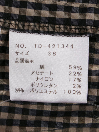 エムズグレイシー 421344 ワンピース 38 ベージュ/ブラック ギンガムチェック バックジップ ITJMYD3KLCPS
