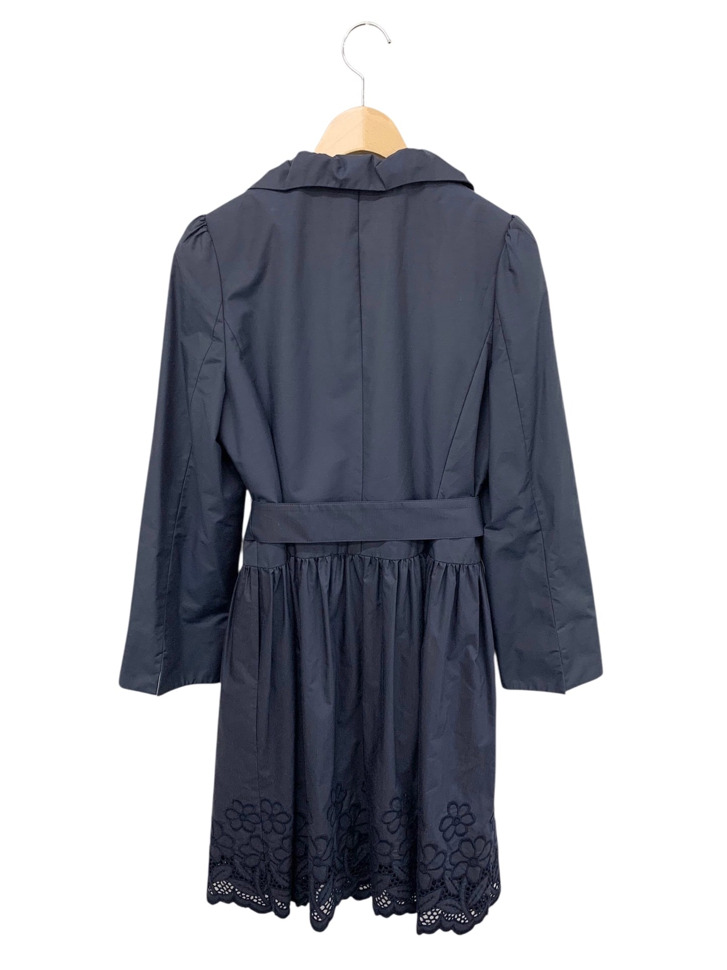 エムズグレイシー 729105 コート 38 ネイビー ジップアップ フラワーモチーフ ITKP4A9NW587