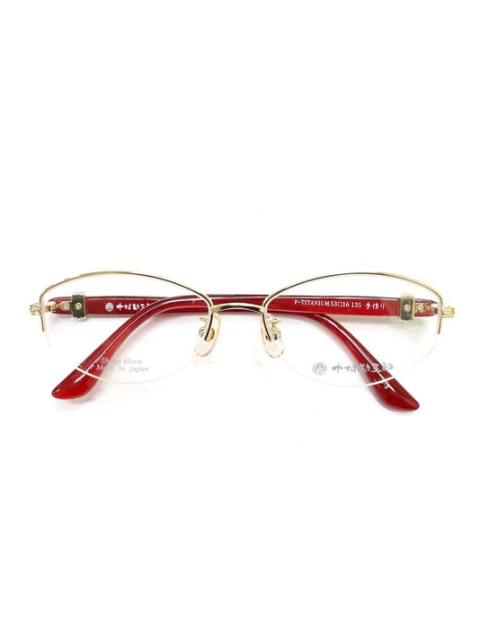 中村勘三郎 KN-2670 眼鏡 ゴールド/レッド ストーン付き スクエア  COL.C-2 ITNC1TQKDNNY 【SALE】