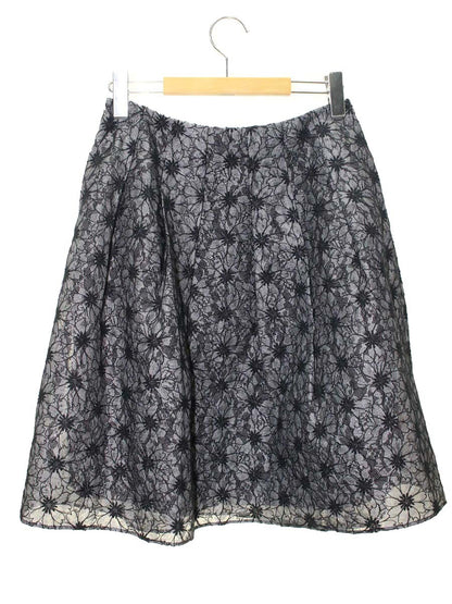 エムズグレイシー 727307 スカート 40 ブラック フラワーモチーフ レース ITFF1KGNPZ5C