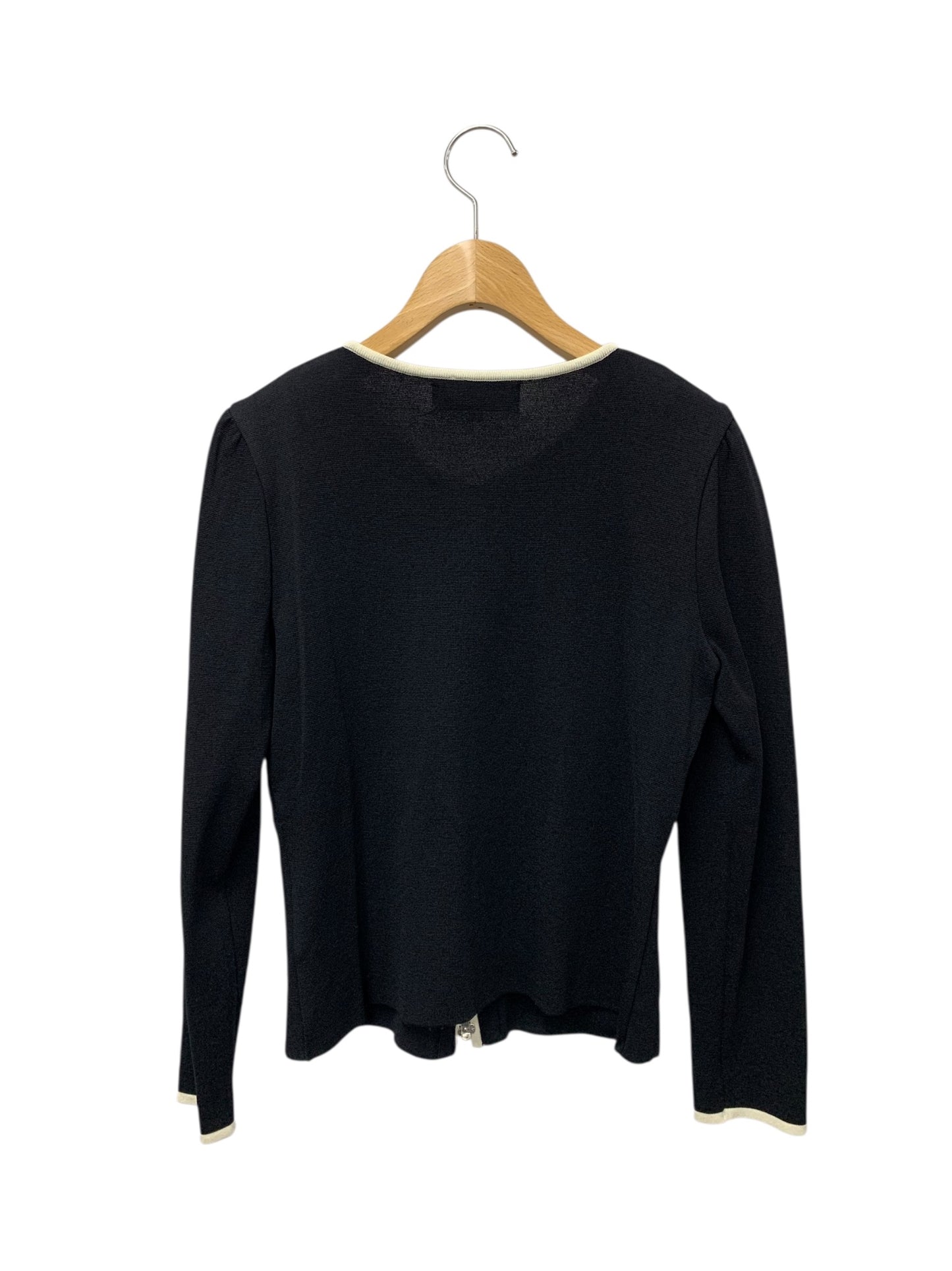 エムズグレイシー 318102 カーディガン 38 ブラック スパンコール カメリア ジップアップファスナー ITEQ2TBYIYIW