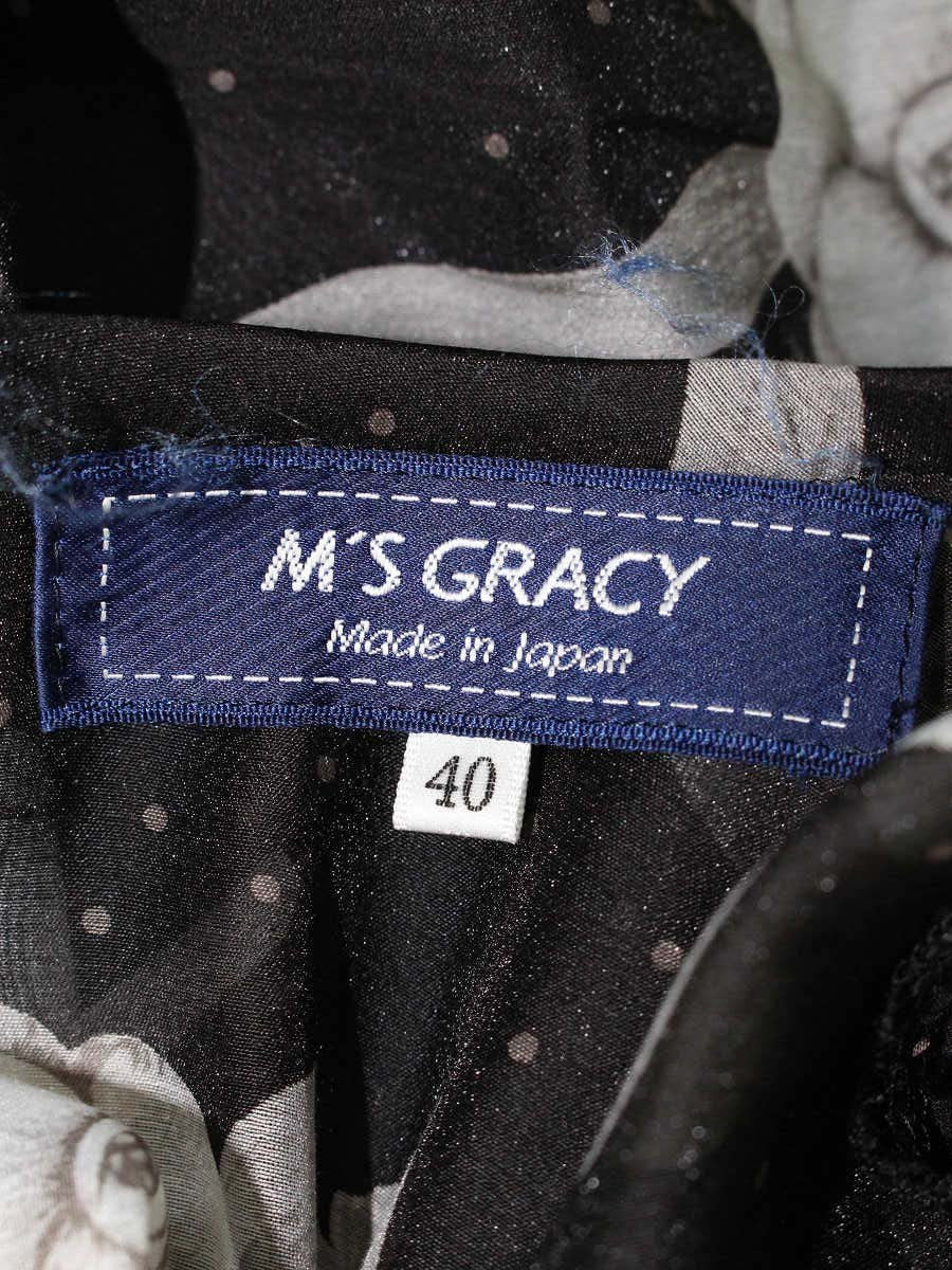 エムズグレイシー 410304 カットソー 40 ブラック カメリア フラワー  