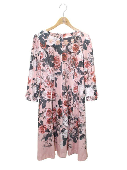 スーパービューティー ワンピース 40 ピンク フラワープリント ラインストーン ITZDEITK82FS