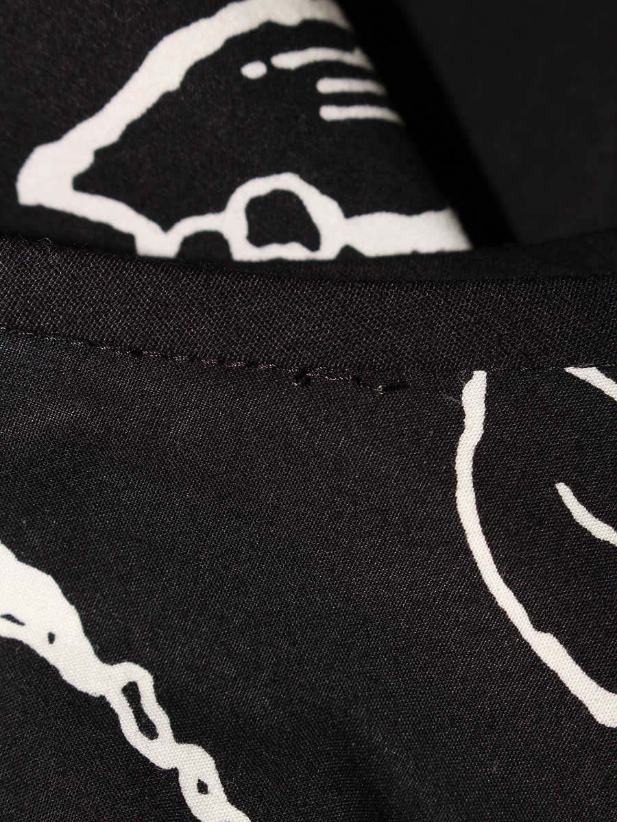 エムズグレイシー 527352 スカート 38 ブラック カメリア バッグ リボン プリントモチーフ ITDIRH2PJDY8