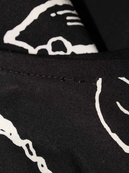 エムズグレイシー 527352 スカート 38 ブラック カメリア バッグ リボン プリントモチーフ ITDIRH2PJDY8