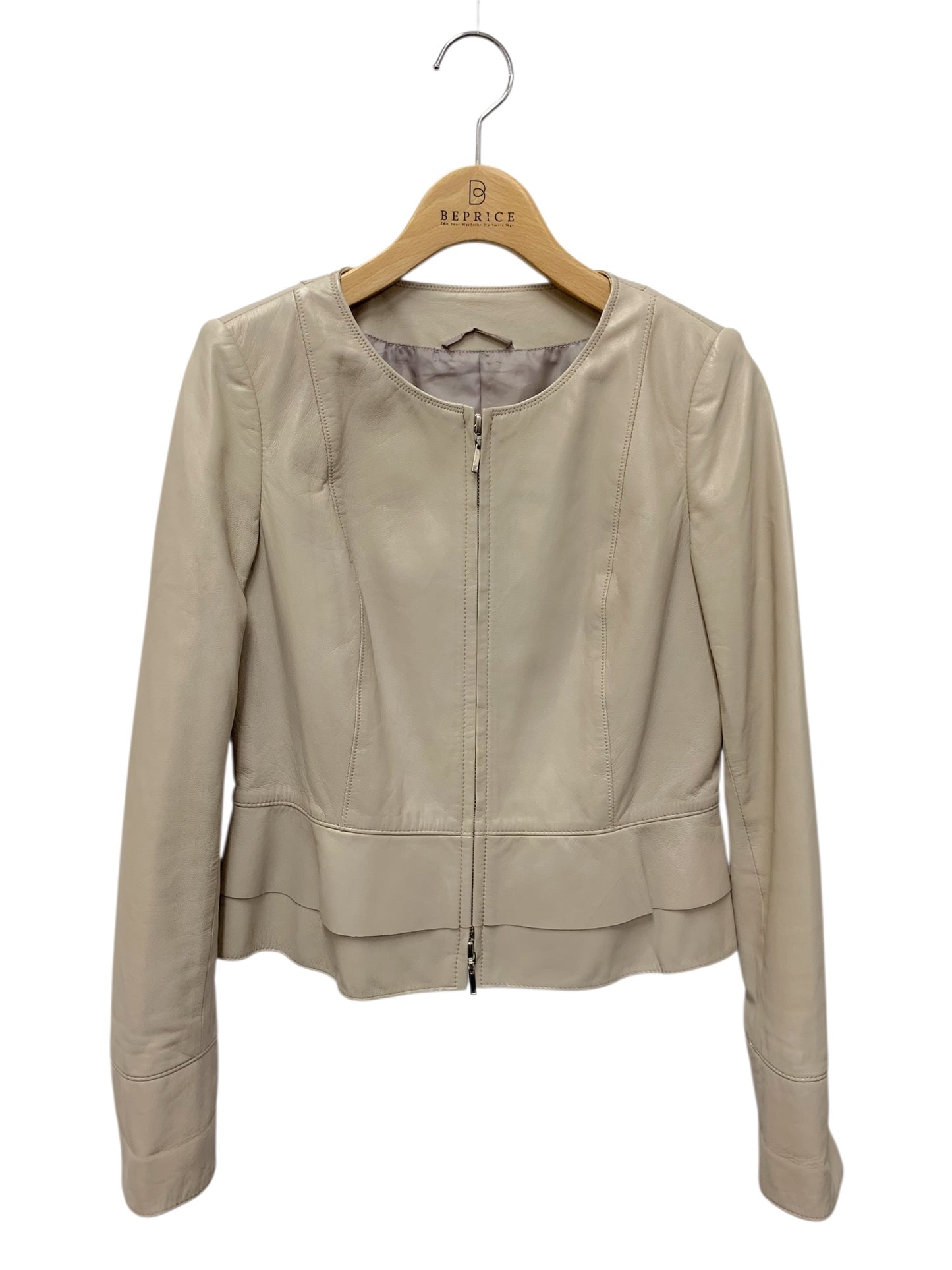 アナイ 10217-09-91-360 レザージャケット 36 ベージュ ノーカラー ITYT76BWNE4M