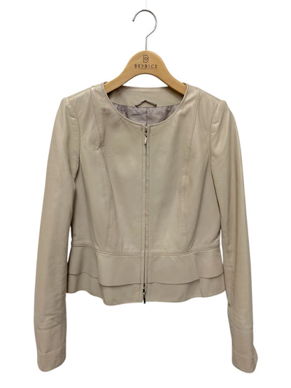 アナイ 10217-09-91-360 レザージャケット 36 ベージュ ノーカラー ITYT76BWNE4M