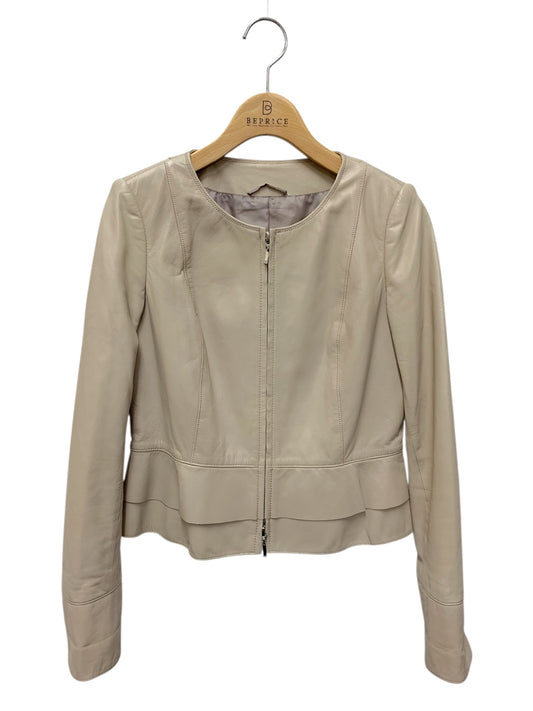 アナイ 10217-09-91-360 レザージャケット 36 ベージュ ノーカラー ITYT76BWNE4M