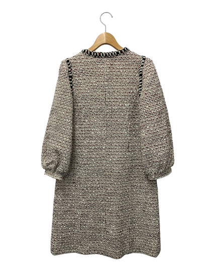 ルネ 6246190 ワンピース 36 ホワイト フロントファスナー ツイード ITC8963ECI80