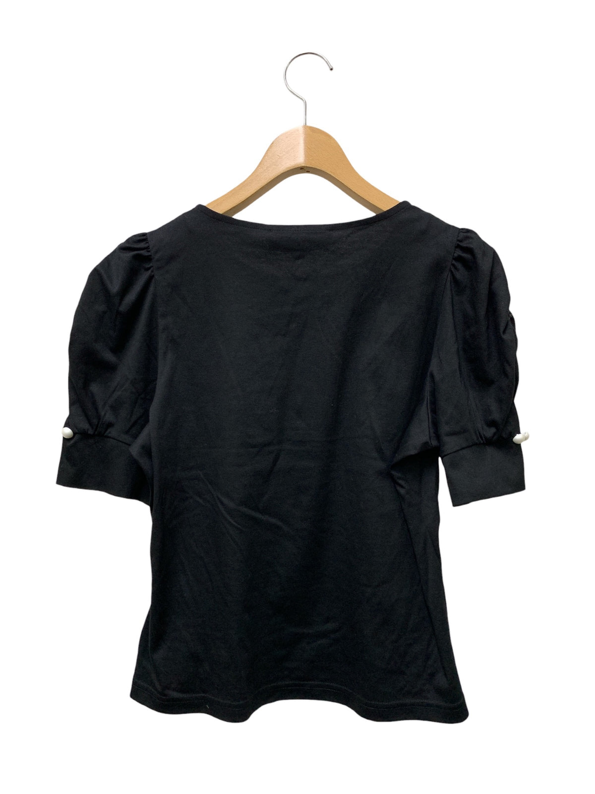 エムズグレイシー 615313 Tシャツ 40 ブラック 袖パール パフスリーブ ITUSSABOSMHI